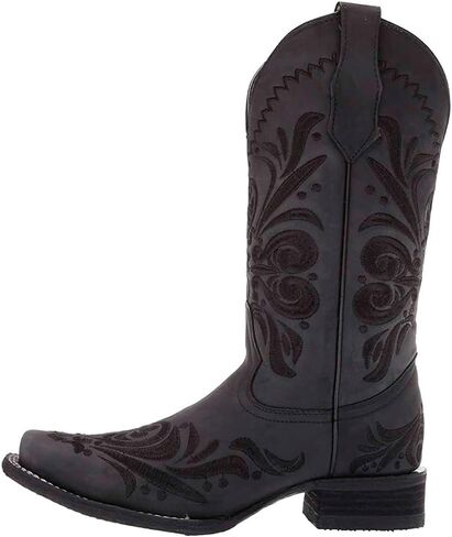 Corral Boots Women's All Black Tooled Inlay Square Toe Boots in Saudi Arabia
