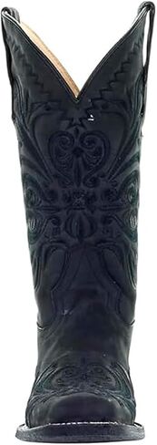 Corral Boots Women's All Black Tooled Inlay Square Toe Boots in Saudi Arabia