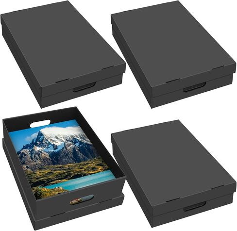 4PCS Photo Storage Box,14.5“ x 12“ x 3.94“ Photo Keepsake Storage Box Sturdy Picture Box Store and Protect Pictures,Documents Black in Kuwait