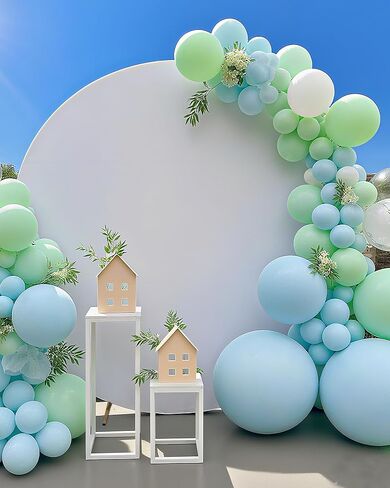 HEMMOTOP 7.2 ft Arch Backdrop Cover, Green and Sage Green Spandex Arch Stand Covers, Double Color Fabric Stretchy Background for Balloon Arches, Wedding, Birthday Party, Baby Shower in Saudi Arabia
