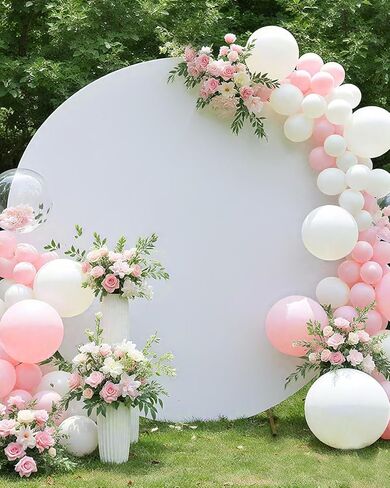 HEMMOTOP 7.2 ft Arch Backdrop Cover, Green and Sage Green Spandex Arch Stand Covers, Double Color Fabric Stretchy Background for Balloon Arches, Wedding, Birthday Party, Baby Shower in Saudi Arabia