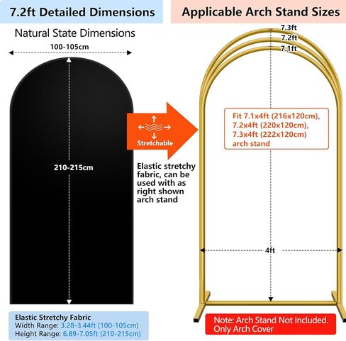 Hemmotop Stretchy Arch Backdrop Cover, Black, 6ft | Double-Sided, Perfect 360° Decor, Spandex, for Birthday, Baby Shower Party, Banquet, Reusable for Balloon Arches in Saudi Arabia