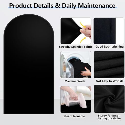 Hemmotop Stretchy Arch Backdrop Cover, Black, 6ft | Double-Sided, Perfect 360° Decor, Spandex, for Birthday, Baby Shower Party, Banquet, Reusable for Balloon Arches in Saudi Arabia
