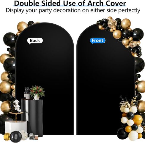 Hemmotop Stretchy Arch Backdrop Cover, Black, 6ft | Double-Sided, Perfect 360° Decor, Spandex, for Birthday, Baby Shower Party, Banquet, Reusable for Balloon Arches in Saudi Arabia