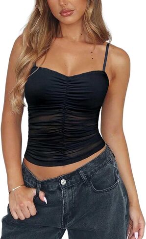Avidlove Sexy Tops للنساء Y2K Tank أعلى أكمام Camisole Cami Mesh Crive العصرية in Kuwait