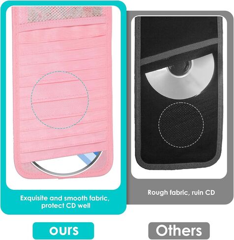 CAR CD CASE HOLDER مركبة SUN FOSOR منظم سعة كبيرة سعة أقراص مضغوطة مع 12 DVD الأكمام تخزين 1 شبكة الجيب 1 حامل القلم وحزام مرن in Kuwait