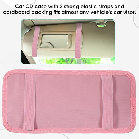 CAR CD CASE HOLDER مركبة SUN FOSOR منظم سعة كبيرة سعة أقراص مضغوطة مع 12 DVD الأكمام تخزين 1 شبكة الجيب 1 حامل القلم وحزام مرن in Kuwait