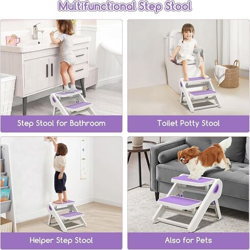 MoreFeel Foldable Toddler Step Stool for Bathroom Sink - 2-Step Kids Stool for Potty Training, Kitchen Counter & Bedroom, Sturdy Non-Slip Child Safety Stool Helper in Saudi Arabia