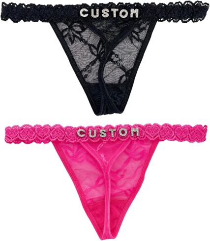 سراويل شخصية مخصصة 2 حزمة تحمل اسم "Daddy" - اسم Rhinestone Thong Custom Thong بالنسبة لها - عيد الحب in Saudi Arabia