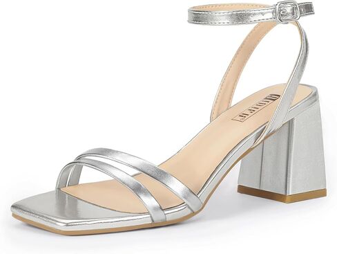IDIFU IN3 Women's Strappy Heels Chunky Block Square Open Toe Adjustable Ankle Strap Heeled Sandals Slingback Thick Low Wedding Prom Bridal Dress Shoes for Women Short Small Heels in Saudi Arabia