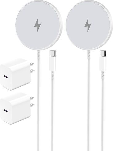 Wireless Charger 15w for iPhone 16/15/14/13/12/AirPods, Type-c Block 20w Compatible with Apple MagSafe Charger Magnetic Fast Charging Pad 10ft for Samsung s25 Ultra, 2Pack in Saudi Arabia