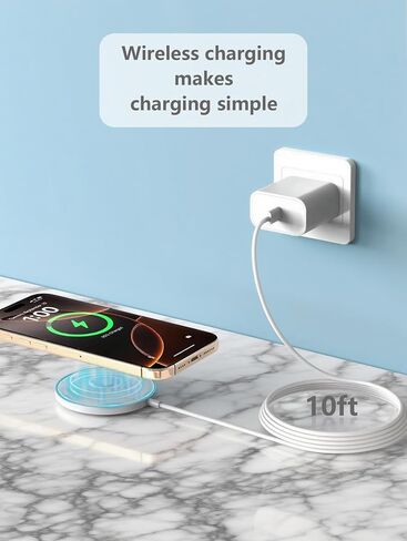 Wireless Charger 15w for iPhone 16/15/14/13/12/AirPods, Type-c Block 20w Compatible with Apple MagSafe Charger Magnetic Fast Charging Pad 10ft for Samsung s25 Ultra, 2Pack in Saudi Arabia