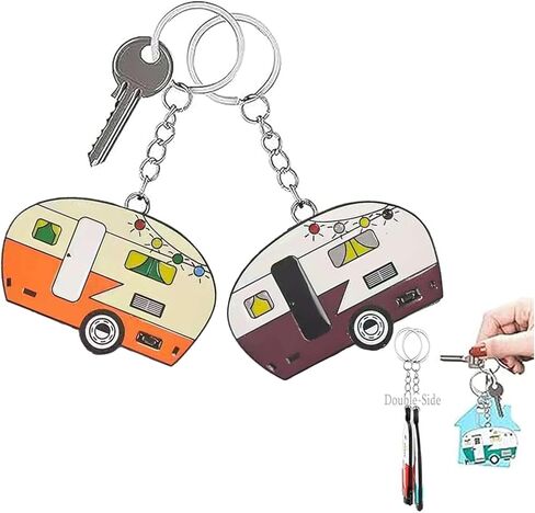 Camper Keychain, Upgraded Double-Side Metal Camping Key chain, Couples RV Accessories Set of 2 for Men Women in Kuwait