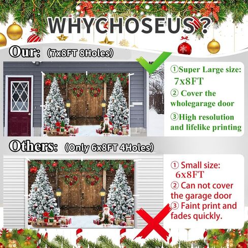 Christmas Garage Door Decorations Cover Banner Backdrop 7x16ft Xmas Garage Door Cover Banner Winter Barn Xmas Tree Gifts Large Hanging 2 Car Garage Door Cover for Christmas Outdoor Holiday Decorations in Saudi Arabia