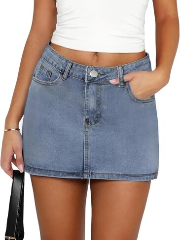 Women's Low Rise Stretchy Denim Skirts Sexy Comfy Mini Jean Skirt for Summer Casual Streetwear in Saudi Arabia