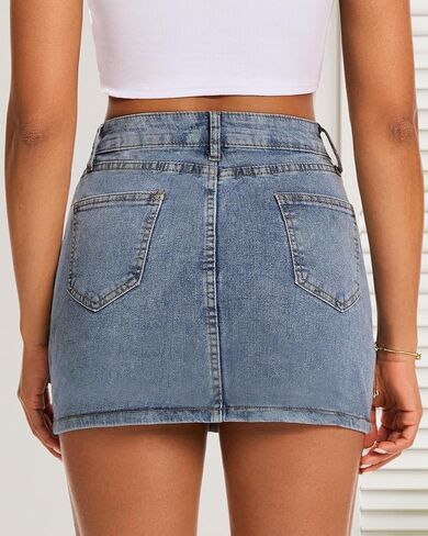 Women's Low Rise Stretchy Denim Skirts Sexy Comfy Mini Jean Skirt for Summer Casual Streetwear in Saudi Arabia