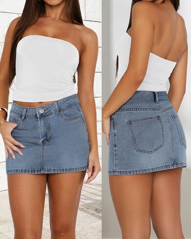 Women's Low Rise Stretchy Denim Skirts Sexy Comfy Mini Jean Skirt for Summer Casual Streetwear in Saudi Arabia
