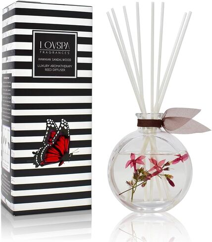 LOVSPA Cleanse Eucalyptus Sage Reed Diffuser Oil and Sticks Gift Set with Real Leaves Eucalyptus, Sage, Peppermint, Thyme, Bergamot and Lime Essential Oils in Kuwait