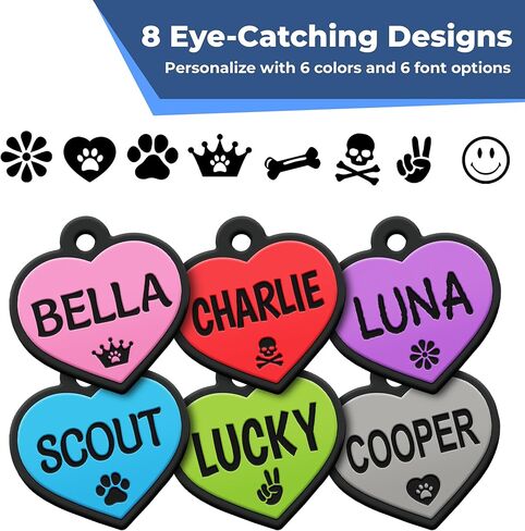 GoTags Silicone Dog Tags, Soundless Pet Tag, Personalized Silent Tag Engraved for Pets with Cute Custom Designs, for Dogs and Cats, (Bone, Blue) in Saudi Arabia