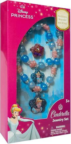 LUV HER Disney Princess Belle Girls Jewelry Set - Dress up 9 Piece Toy Jewelry Box Set with Bead Necklace, Bracelet and Ring - Play Accessories - Ages 3+ in Saudi Arabia