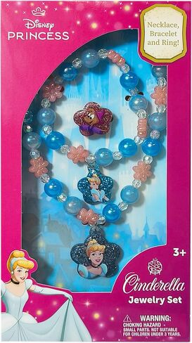 LUV HER Disney Princess Belle Girls Jewelry Set - Dress up 9 Piece Toy Jewelry Box Set with Bead Necklace, Bracelet and Ring - Play Accessories - Ages 3+ in Saudi Arabia