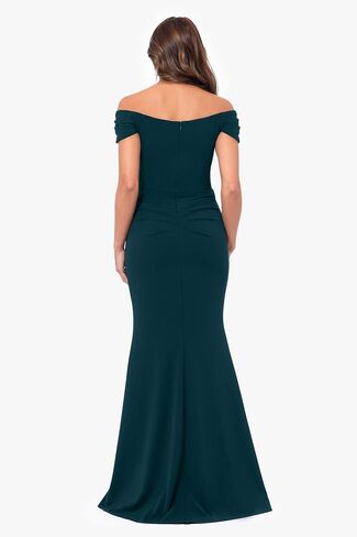 Xscape Women's Off The Shoulder Ruched Floor Length Evening Gown in Saudi Arabia