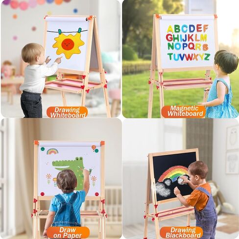 Art Art Easel For Kids ، Kids Kids Easel السريع للأطفال الصغار 3،4،5،6،7،8،9،10 سنة ، واصلي من جانب مزدوج مع إكسسوارات الرسم ، والهدايا والرسم للبنين والبنات in Kuwait
