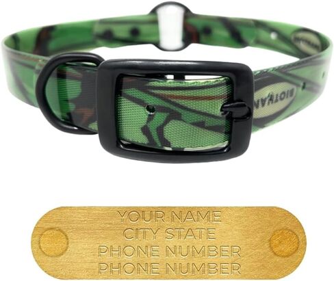 Regal Dog Products Medium Camo Hunting Dog Collar with Custom Engraved Name Plate and Heavy Duty Black Hardware Center Ring | Waterproof Personalized Dog Collars | Other Sizes for Small & Large & Dogs in Kuwait