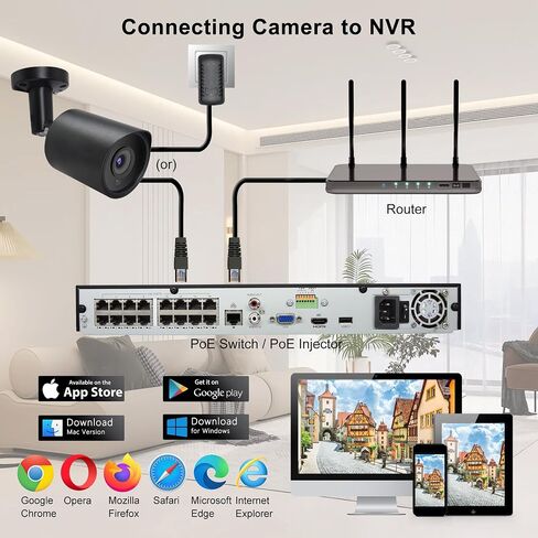 كاميرا أمان IP Poe IP 5MP ، H.265 BULLET IP كاميرا بزاوية واسعة 105 درجة ، وعدسة 2.8 ملم ، ورؤية ليلية 80 قدمًا ، متوافقة مع NVRs من طرف ثالث (أبيض) in Kuwait