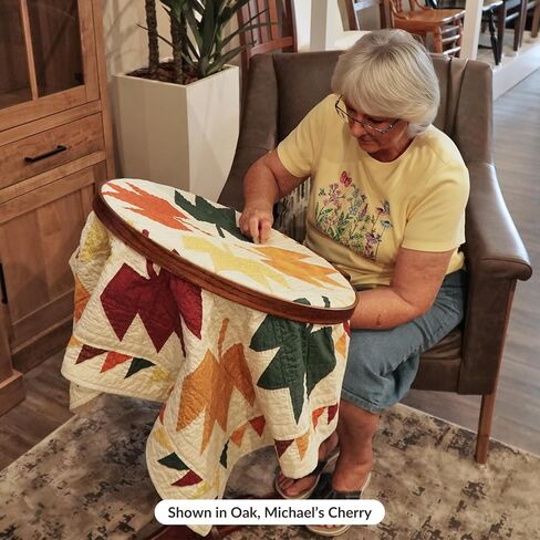 Dutchcrafters Solid Oak Wood 22 بوصة مستديرة كبيرة لحاف كبير الإمالة مع حامل ، إطار خياطة اللحف بالخياطة اليدوية - Amish Made in America (الجوز المتوسط) in Saudi Arabia