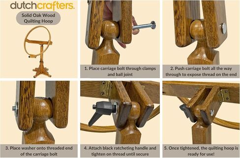 Dutchcrafters Solid Oak Wood 22 بوصة مستديرة كبيرة لحاف كبير الإمالة مع حامل ، إطار خياطة اللحف بالخياطة اليدوية - Amish Made in America (الجوز المتوسط) in Saudi Arabia