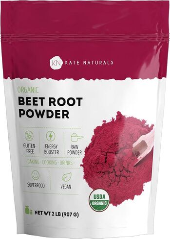 Kate Naturals Beet Beet Root Powder لعصائر ، الخبز والعصير. شمندر خام Superfood وتلوين الطعام الأحمر الطبيعي (8 أوقية ، غير المعدلة وراثيا ، نكهة ترابية) in Kuwait