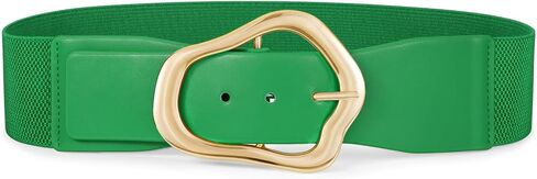 XZQTIVE Women Wide Elastic Waist Belt for Dresses Fashion Big Gold Buckle Stretchy Leather Waistband for Ladies in Saudi Arabia