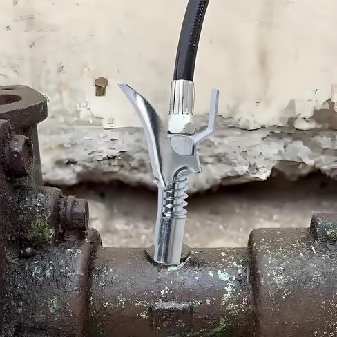 Geesatis 1pcs Mini Grease Gun ، Air Tool Grease Gun ، عملية واحدة ، من نوع الدفع ، فوهة الإبرة ، فضية in Kuwait