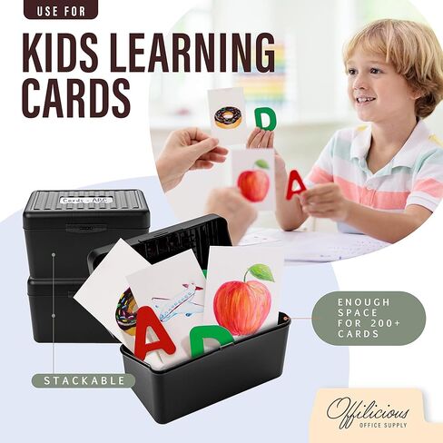 مربع حامل بطاقة الفهرس 3x5 - منظم بطاقات العمل المتميز لبطاقات الفلاش والبطاقات المطلقة والوصفات - علبة صناديق الوصفة مع فواصل وعلامات بطاقات الفهرس البلاستيكي in Kuwait