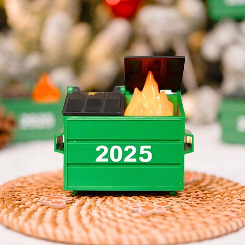 2024 Dumpster Fire Ornament LED، زخرفة Dumpster مع 3 أوضاع إضاءة، هدية حريق لهب وامضة، زينة عيد الميلاد المضحكة 2024، ديكور مكتب عيد الميلاد (حزمة 1) in Saudi Arabia