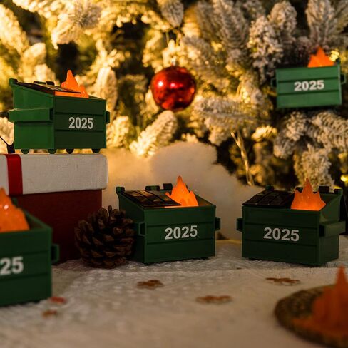 2024 Dumpster Fire Ornament LED، زخرفة Dumpster مع 3 أوضاع إضاءة، هدية حريق لهب وامضة، زينة عيد الميلاد المضحكة 2024، ديكور مكتب عيد الميلاد (حزمة 1) in Saudi Arabia