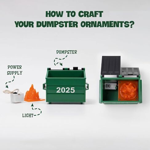2024 Dumpster Fire Ornament LED، زخرفة Dumpster مع 3 أوضاع إضاءة، هدية حريق لهب وامضة، زينة عيد الميلاد المضحكة 2024، ديكور مكتب عيد الميلاد (حزمة 1) in Saudi Arabia