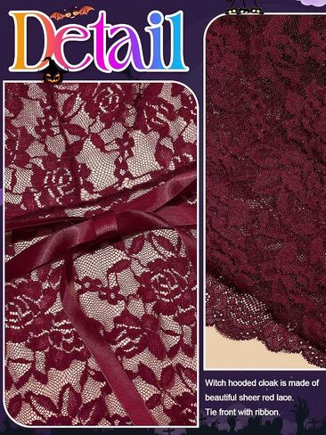 GORAIS Black Lace Hooded Cape Short Sheer Cloak Halloween Cosplay Costume for Women in Kuwait