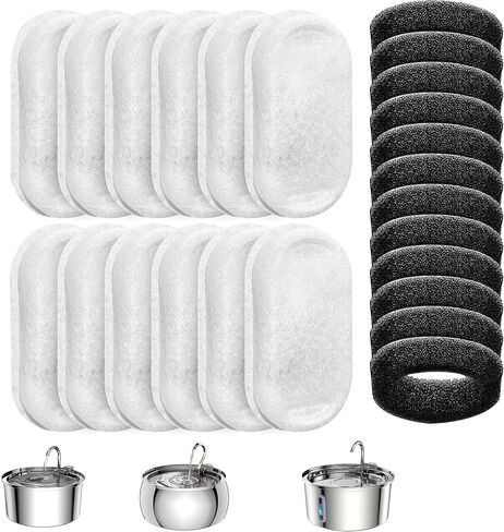 Tomxcute Cat Water Fountain, 3.2L/108oz Automatic Stainless Steel Pet Fountain Dog Water Dispenser, Ultra-Quiet Pump and 3 Replacement Filters & for Cats, Dogs, Multiple Pets in Kuwait