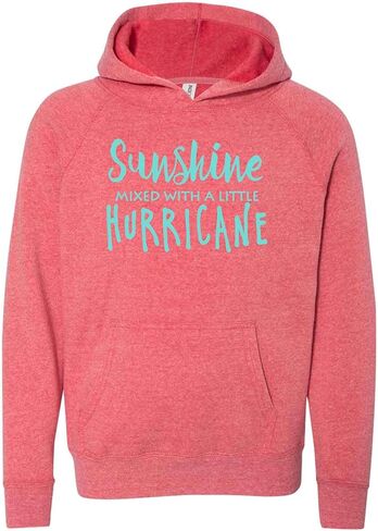 Youth Toddler Sunshine Mixed with a Little Hurricane Hoodie Attitude Sarcastic Girls Unisex Shirt Sweatshirt Kid Child Gift Ultra Soft Pink White Hooded (4T, White-Glitter) in Kuwait