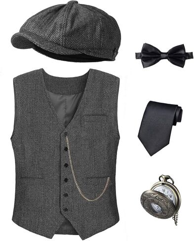 زي الأطفال في 1920 للأولاد السترة قبعة الجيب ملحقات مجموعة مجموعة تأثيري 2-14 سنة in Kuwait