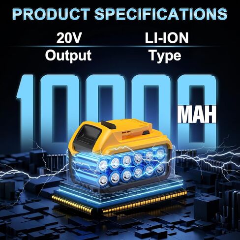 بطارية بديلة 8000 مللي أمبير في الساعة بطارية ليثيوم أيون لأدوات بطارية DeWalt 20V Max-متوافقة مع DCB200/DCB201/DCB206/DCB207 in Kuwait