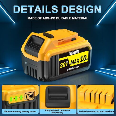 بطارية بديلة 8000 مللي أمبير في الساعة بطارية ليثيوم أيون لأدوات بطارية DeWalt 20V Max-متوافقة مع DCB200/DCB201/DCB206/DCB207 in Kuwait