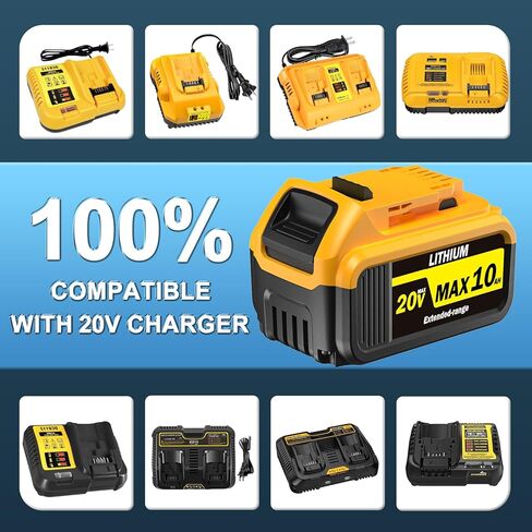 بطارية بديلة 8000 مللي أمبير في الساعة بطارية ليثيوم أيون لأدوات بطارية DeWalt 20V Max-متوافقة مع DCB200/DCB201/DCB206/DCB207 in Kuwait