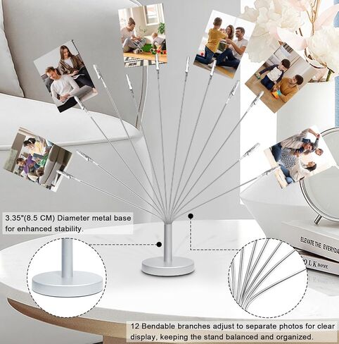 حامل شجرة الصور مع قاعدة معدنية ، 12 مقاطع مرنة ودائمة فروع الأموال حامل بطاقة الهدايا مع مقاطع ، أشجار الصور لعقد صور لاستقبال حفل تحية حفل زفاف عيد ميلاد هدية حفلة عيد ميلاد in Kuwait