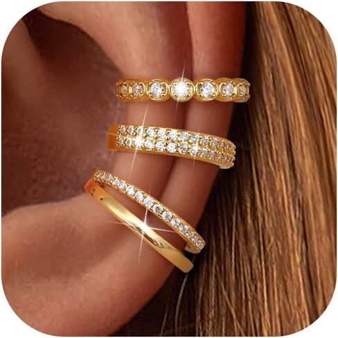 Milacolato 925 Sterling Silver Ear Ear Kuffs غير ثقب للنساء ، أقراط أذن أذن مطلية بذهب الذهب 14K للآذان الحساسة ، مقطع عصري على حلبة حلزوني القضبان المداخن. in Saudi Arabia
