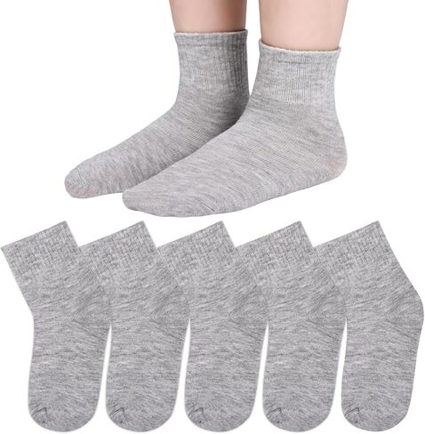 بويز فتيات سلس جوارب طاقم سميكة الجوارب الجوارب المدرسية الناعمة 5-14 سنة الجوارب العجل الأسود أبيض 5 أزواج حزمة in Kuwait