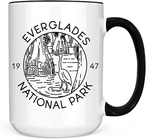Everglades National Park Ceramic Mug - 11oz & 15oz, Black & White - Microwave & Dishwasher Safe - Wetland Wilderness Gift (11 oz white) in Saudi Arabia