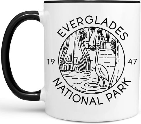 Everglades National Park Ceramic Mug - 11oz & 15oz, Black & White - Microwave & Dishwasher Safe - Wetland Wilderness Gift (11 oz white) in Saudi Arabia